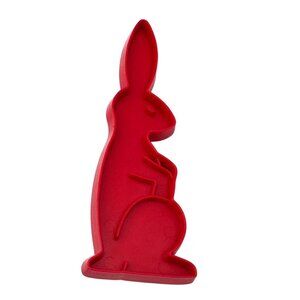 Vintage Red Tupperware Easter Bunny  Plastic Cookie Cutter Rabbit Imprint